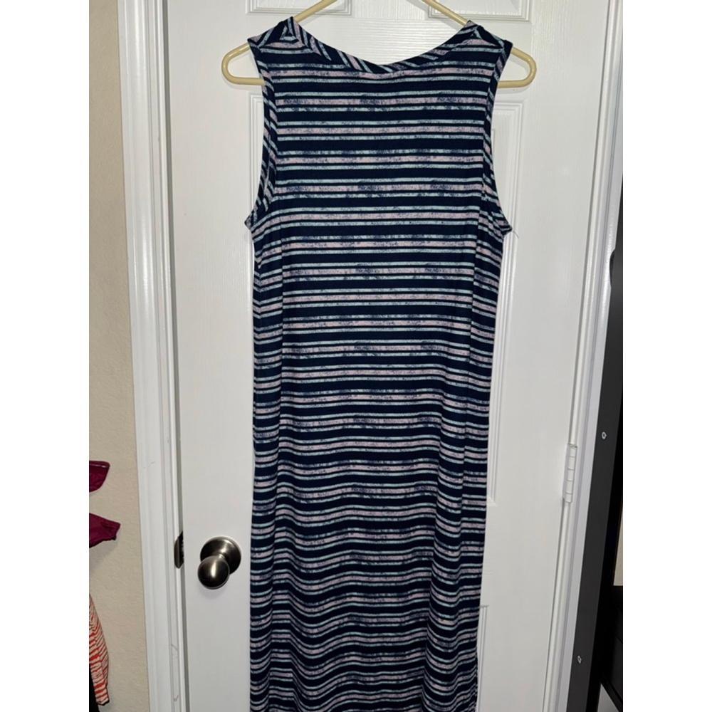 NWT Roudelain Navy Pink Striped Sleeveless Maxi Dress Medium - Picture 5 of 6